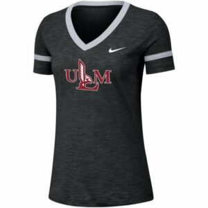 Nike Womens University of Louisiana at Monroe Dri-FIT Slub V-neck T-Shirt Black, Large - NCAA Women's at Academy Sports