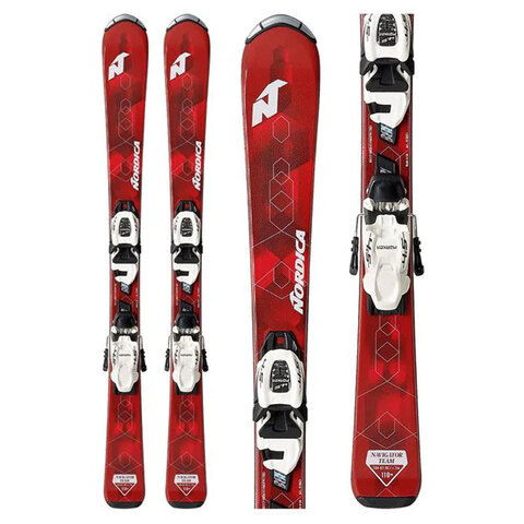 Nordica Navigator Team Skis with FDT 7.0 Bindings - Kid's Red/black Nordica Navigator Team Skis with FDT 7.0 Bindings - Kid's Red/black