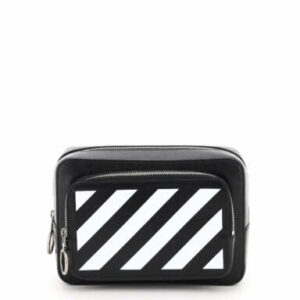 OFF-WHITE DIAG PRINT BELT BAG OS Black, White, Yellow Leather