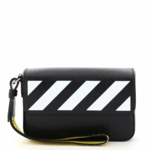 OFF-WHITE DIAG PRINT CLUTCH OS Black, White Leather