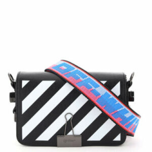 OFF-WHITE MINI DIAG FLAP BINDER CLIP SHOULDER BAG OS Black, White Leather