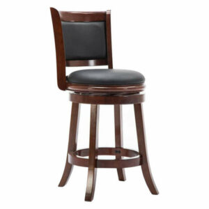 Offex Living Room Kitchen Hardwood 24"H Augusta Swivel Stool, Cherry