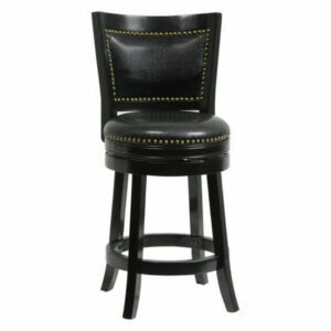 Offex Living Room Kitchen Hardwood 24"H Bristol Swivel Stool, Black