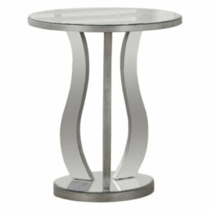 Offex OFX-410055-MO Living Room End Table, 20"Dia Brushed Silver Mirro