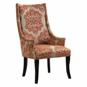 Orange/Tan With Damask Pattern Living Room Accent Chair