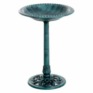 Outsunny 28" Tall Resin Free Standing Garden Pedestal Bird Bath Bowl