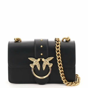 PINKO LOVE MINI ICON JEWEL 1 CHAIN BAG OS Black Leather