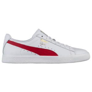 PUMA Mens PUMA Clyde - Mens Shoes White/Barbados Cherry/Team Gold Size 11.5