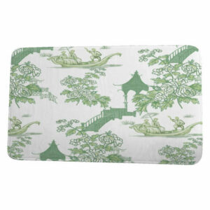 Palm Beach China Old Floral Print Bath Mat, Green, 21"x34"