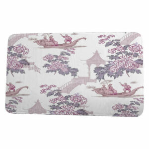 Palm Beach China Old Floral Print Bath Mat, Purple, 17"x24"