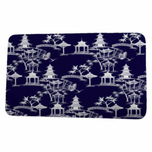 Palm Beach Chinapezka Floral Print Bath Mat, Navy Blue, 21"x34"