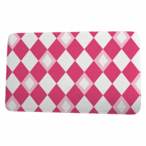 Palm Beach Harlequin Geometric Print Bath Mat, Pink/Fushcia, 17"x24"