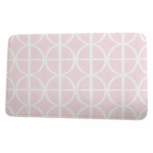 Palm Beach Ovals and Stripes Geometric Print Bath Mat, Pink, 21"x34"