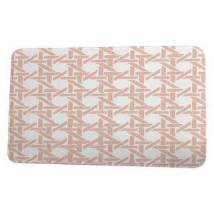 Palm Beach Rattan Geometric Geometric Print Bath Mat, Coral, 21"x34"