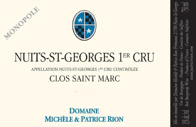 Patrice Rion 2015 Nuits-St-Georges Clos Saint-Marc Premier Cru Monopole - Pinot Noir Red Wine