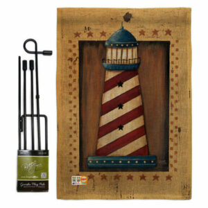 Patriotic Lighthouse Coastal Nautical Garden Flag Set