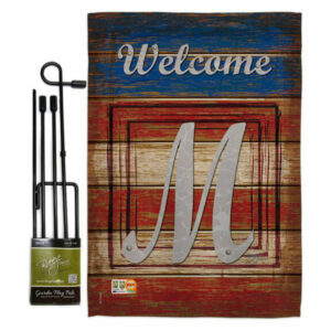 Patriotic M Initial Americana Patriotic Garden Flag Set