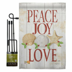 Peace Joy Love Winter Christmas Garden Flag Set