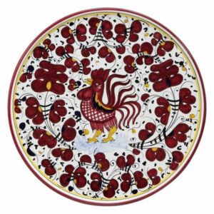 Platter Plate Deruta Majolica Orvieto Rooster Red Ceramic Dishwasher