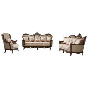 Princeton Charles 3-Pc Fabric Upholstered Living Room Set in Natural F