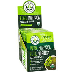 Pure Moringa Vegetable Powder - Calcium, Iron & Vitamin A - Complete Plant Protein (20 Single Serving Packets)