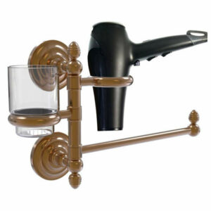 Que New Hair Dryer Holder and Organizer, Brushed Bronze