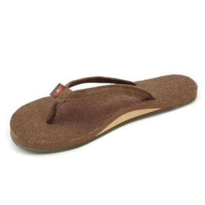 Rainbow Hemp Single Layer Narrow Strap Eco Sandal - Women's Brown