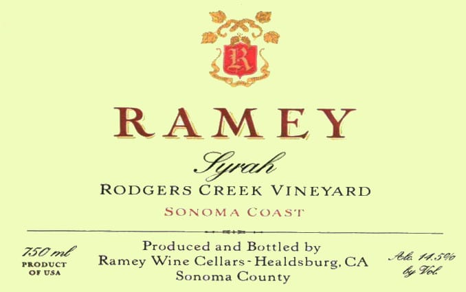 Ramey 2014 Rodgers Creek Vineyard Syrah - Syrah/Shiraz Red Wine