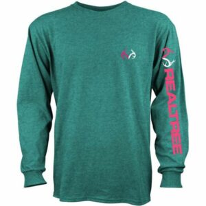 Realtree Women's Realtree Solid Long Sleeve T-Shirt Blue/Green, Small - Women's Graphic Tops at Academy Sports