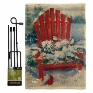 Red Chair in Winter Winter Winter Wonderland Garden Flag Set