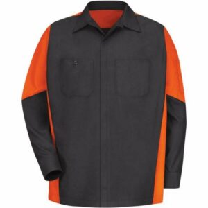 Red Kap Men's 2-Tone Crew Long Sleeve Shirt Black/Orange, Large Tall - Men's Longsleeve Work Shirts at Academy Sports