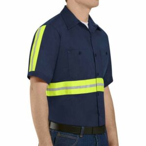 Red Kap Men's Enhanced Visibility Short Sleeve Work Shirt Navy Blue/Yellow, Large - Men's Longsleeve Work Shirts at Academy Sports