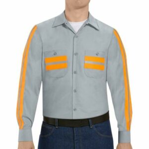 Red Kap Men's Long Sleeve Enhanced Visibility Shirt Light Gray/Orange, Large Tall - Men's Longsleeve Work Shirts at Academy Sports