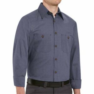 Red Kap Men's Microcheck Uniform Work Shirt Bright Blue/Charcoal, 3X-Large Tall - Men's Longsleeve Work Shirts at Academy Sports