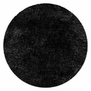 Retro Tufted Shag Indoor Living Room Area Rug, 4' Round, Black