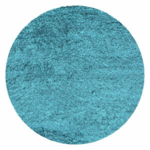 Retro Tufted Shag Indoor Living Room Area Rug, 4' Round, Cyan