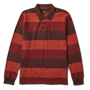 Roark Rugger Long Sleeve Polo Shirt Burgundy Lg