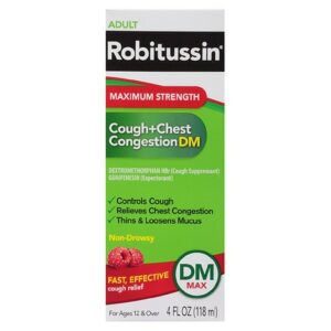 Robitussin DM Adult Maximum Strength Cough + Chest Congestion DM Raspberry - 8.0 oz