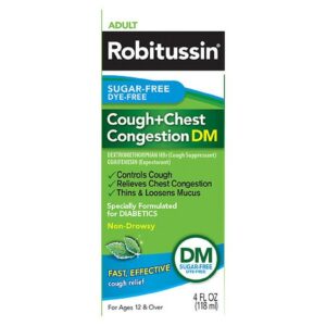 Robitussin Sugar Free Dye Free Cough and Chest Congestion DM Mint - 4.0 oz