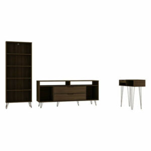 Rockefeller 3-Piece TV Stand Living Room Set, Brown