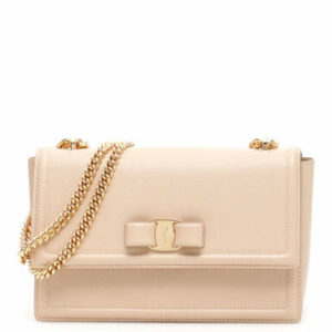 SALVATORE FERRAGAMO GINNY CROSSBODY BAG OS Beige Leather