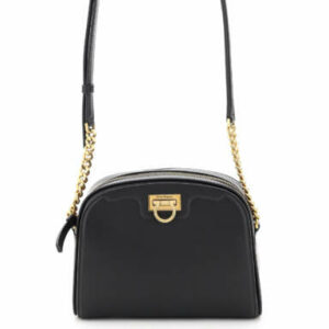 SALVATORE FERRAGAMO TRIFOLIO CROSSBODY BAG OS Black Leather