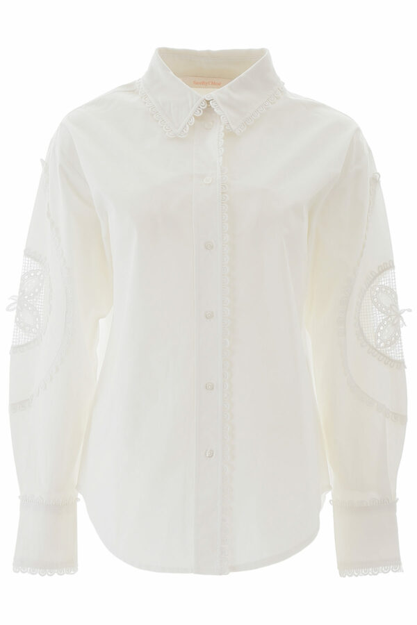 SEE BY CHLOE EMBROIDERED SHIRT 40 White Cotton