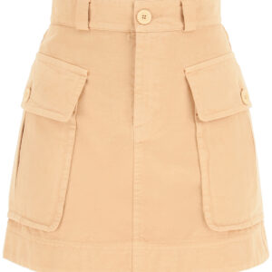 SEE BY CHLOE MINI SKIRT WITH OVERSIZED POCKETS 36 Pink, Beige Cotton