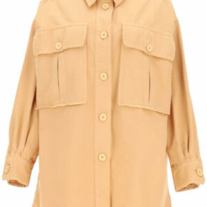 SEE BY CHLOE SHIRT-JACKET WITH OVERSIZED POCKETS 38 Pink, Beige Cotton