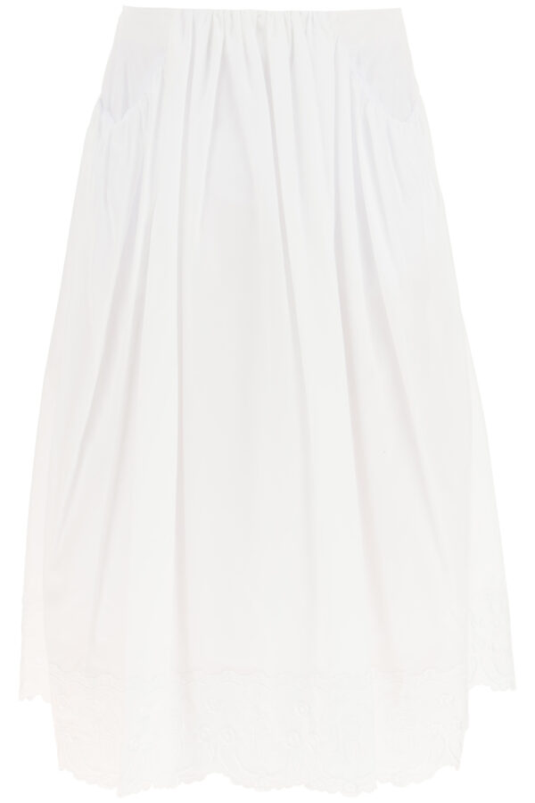 SIMONE ROCHA GATHERED MIDI SKIRT 6 White Cotton