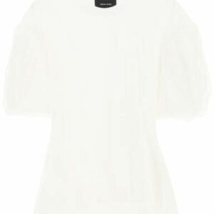 SIMONE ROCHA SHAPED T-SHIRT WITH TULLE M White Cotton