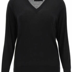 SIMONE ROCHA SWEATER WITH CUT-OUT ELBOWS S Black Wool, Silk