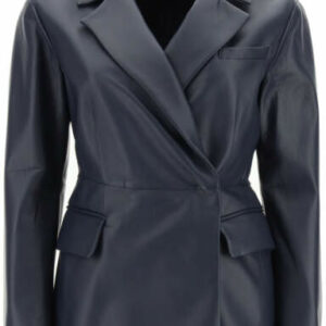 SPORTMAX SINGLE-BREASTED NAPPA JACKET 42 Blue Leather