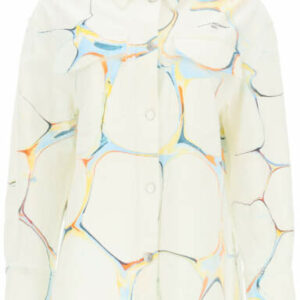 STELLA McCARTNEY SHIRT-JACKET WITH MARBLED PRINT 42 White, Blue, Orange Cotton